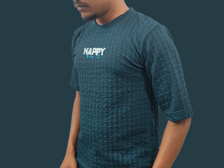Men’s Textured Navy Blue T-Shirt | Premium Casual Wear – Trisholic sleeve detail