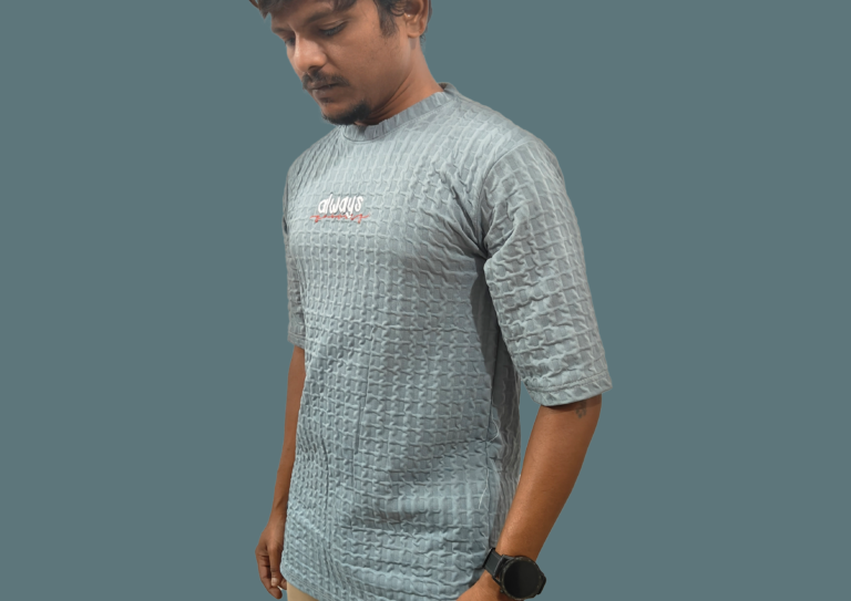 Trisholic Iron Crest | Gray Round Neck Half-Sleeve T-Shirt - Image 3
