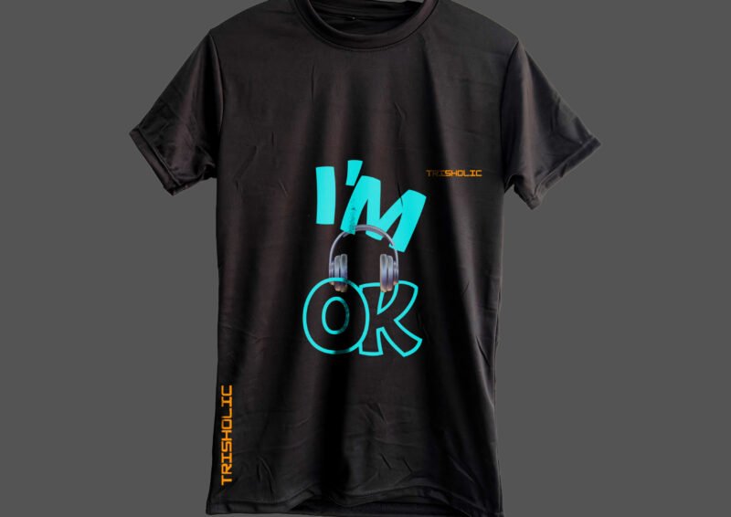 Black color i am ok Printed Graphic t-shirt - Image 2