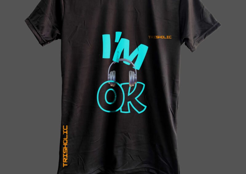 Black color i am ok Printed Graphic t-shirt - Image 3
