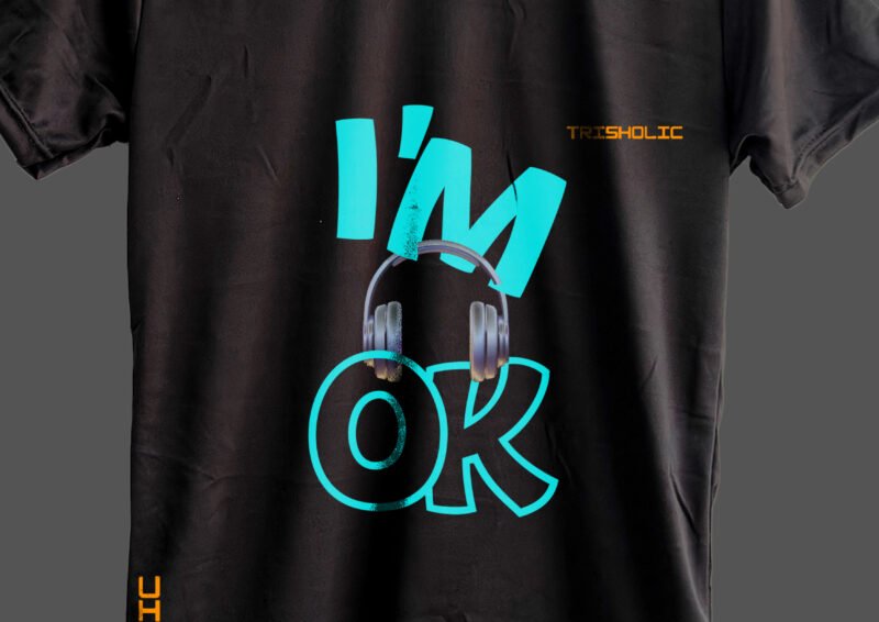 Black color i am ok Printed Graphic t-shirt - Image 6