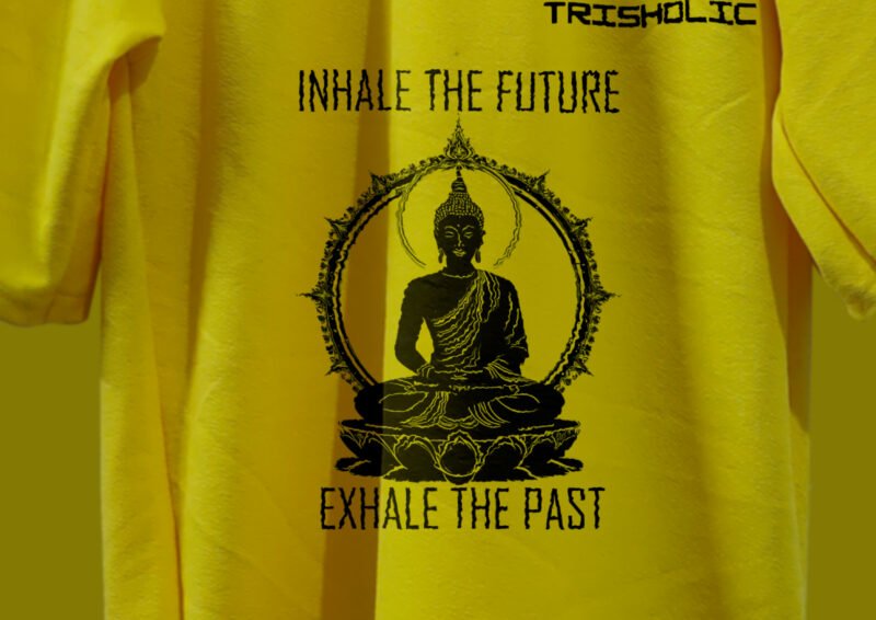 Yellow Oversized Yoga designed t-shirt - Image 5