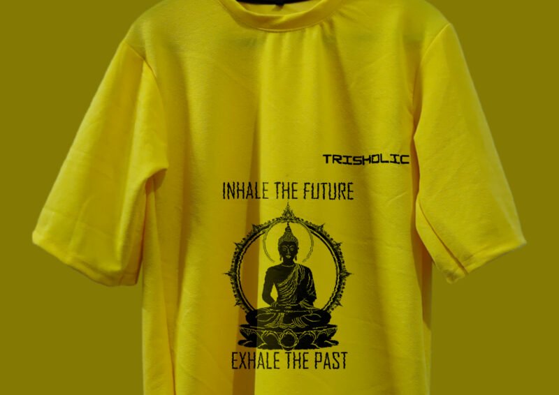 Yellow Oversized Yoga designed t-shirt - Image 4