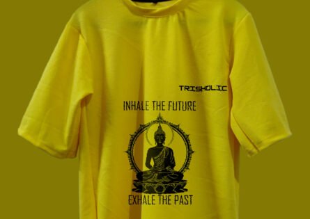 Yellow Oversized Yoga designed t-shirt - Image 4