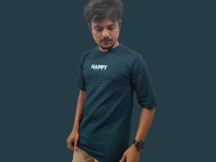 Men’s Textured Navy Blue T-Shirt | Premium Casual Wear – Trisholic front view