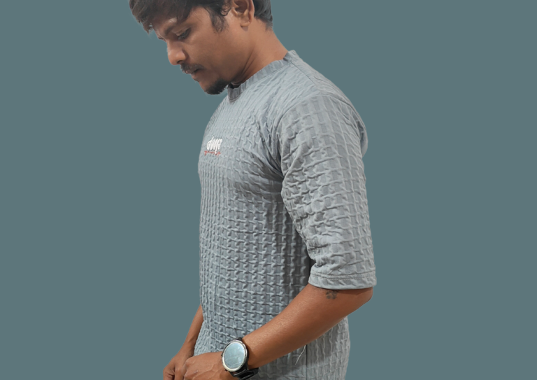 Trisholic Iron Crest | Gray Round Neck Half-Sleeve T-Shirt - Image 6