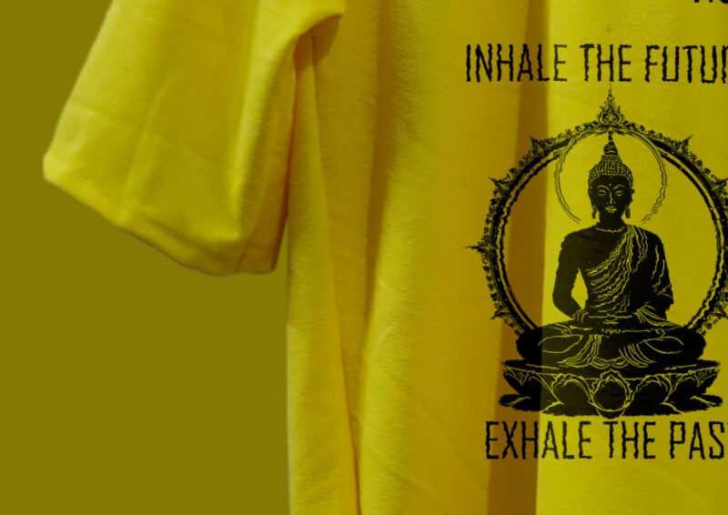 Yellow Oversized Yoga designed t-shirt - Image 3