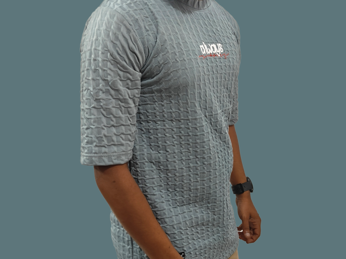 Trisholic Iron Crest | Gray Round Neck Half-Sleeve T-Shirt - Image 4