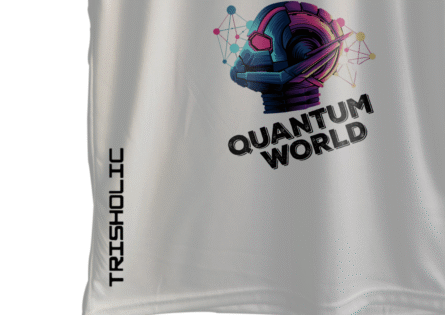 "Close-up of white round neck oversized Trisholic t-shirt showcasing soft cotton fabric texture"