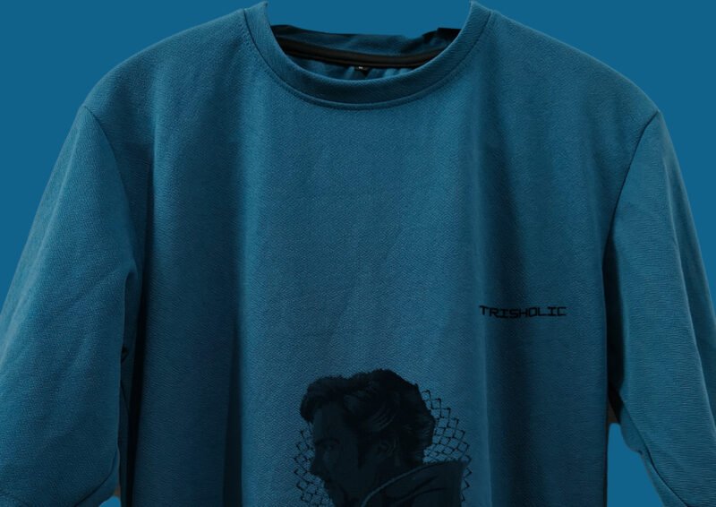Blue oversized Avengers t-shirt by Trisholic – exclusive Marvel streetwear for men and women