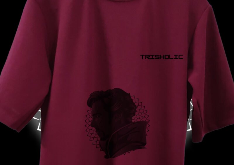 Trishoic red T-shirt with bold Avengers logo graphic