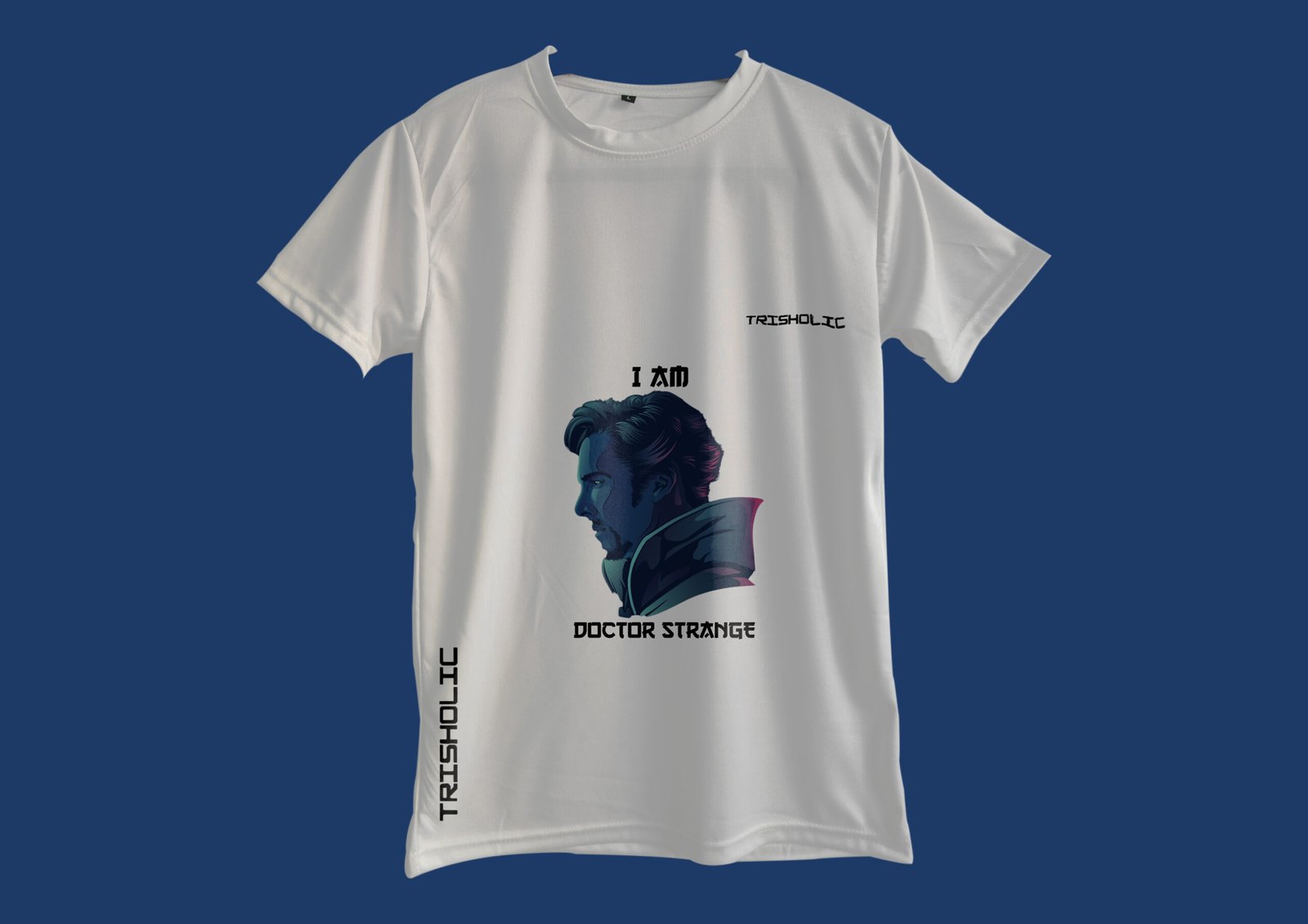 Hulk-inspired graphic on white Trishoic brand T-shirt