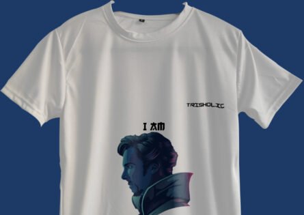 Trishoic white T-shirt with minimalist Avengers logo