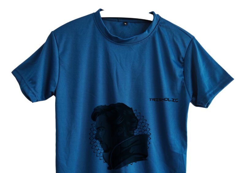 Avengers-themed Trishoic blue tee with Captain America shield design