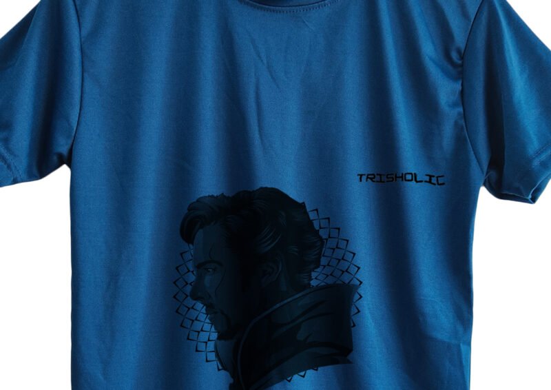 Trishoic blue T-shirt with minimalist Avengers logo