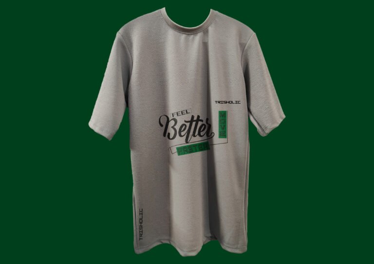 "Front view of oversized tee with Move On slogan"