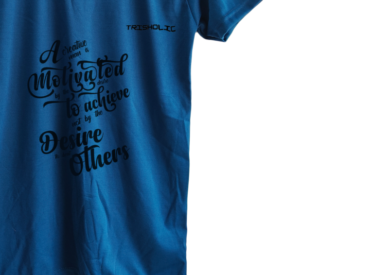 Heather gray Trisholic shirt with clean script reading “Mindset is Everything.”