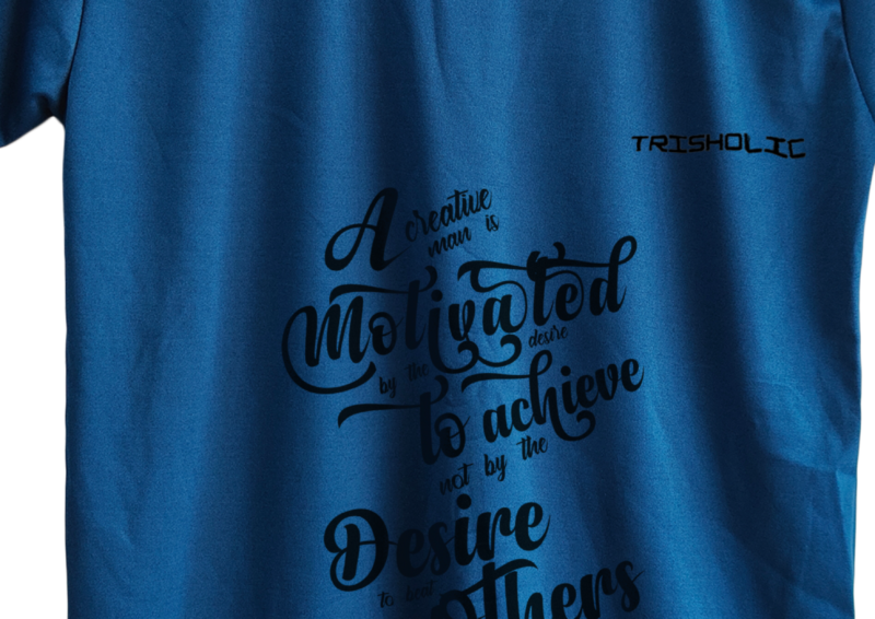 Matte Blue streetwear-inspired tee from Trisholic with bold white text “Dream. Plan. Execute.”