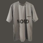 "Front view of oversized tee with BOLD slogan"