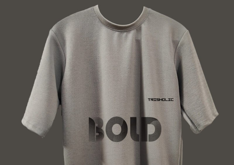 "BOLD text design on premium cotton fabric"