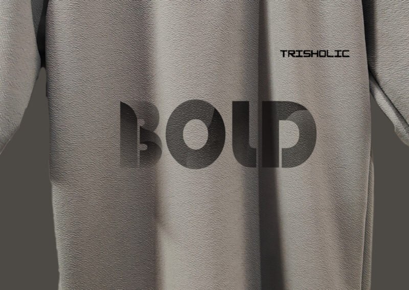 "Minimalist BOLD text design on trendy t-shirt"