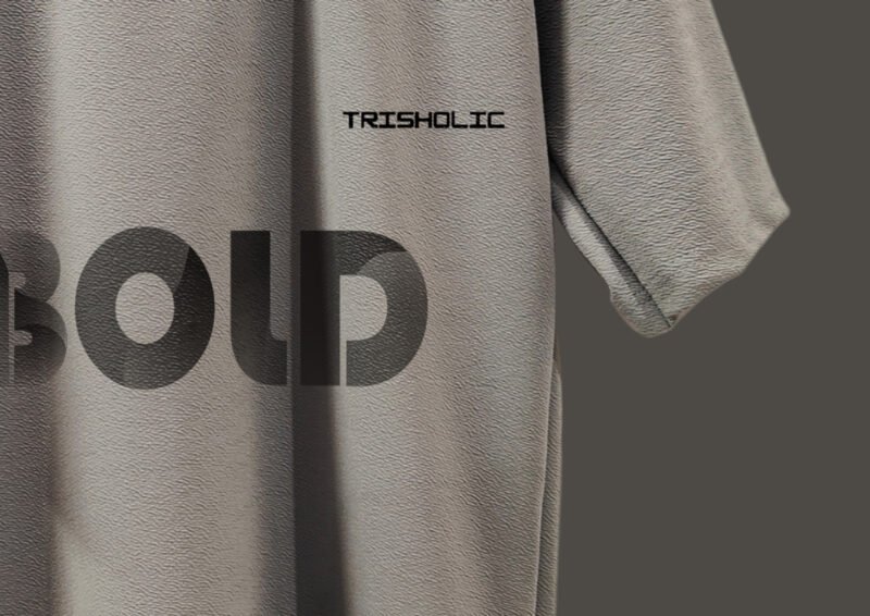 "BOLD text design on dusty gray oversized t-shirt"