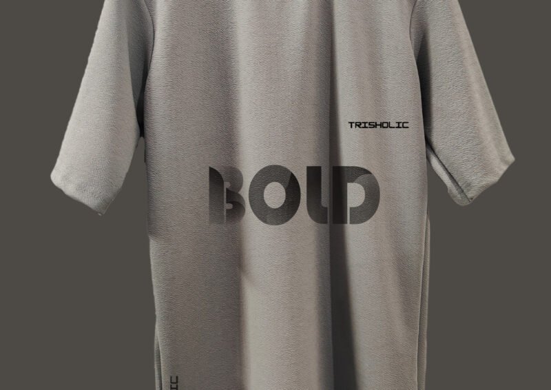 "Model wearing BOLD t-shirt in urban setting"