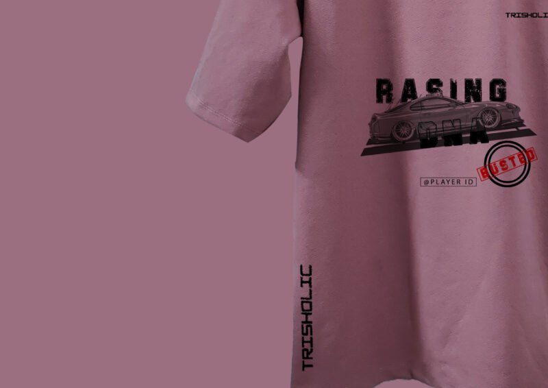 Trisholic Street Racer Dreams Need for Speed gamer oversized t-shirt in cotton candy pastel colors.