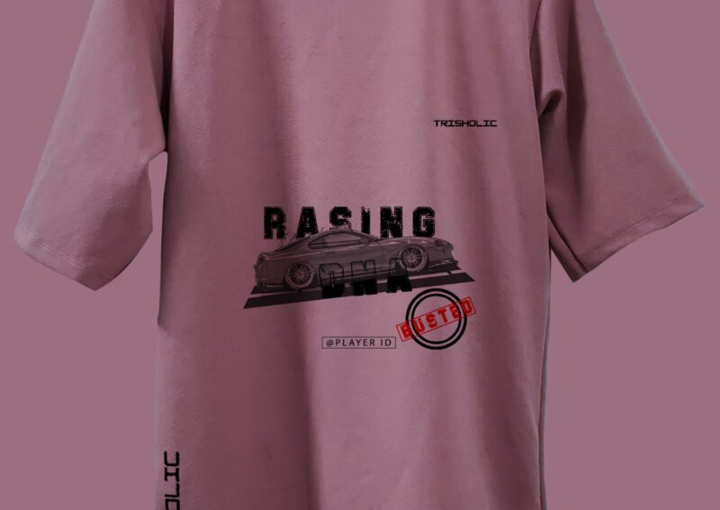 Trisholic Neon Drift Need for Speed inspired cotton candy oversized t-shirt, pastel gamer wear.