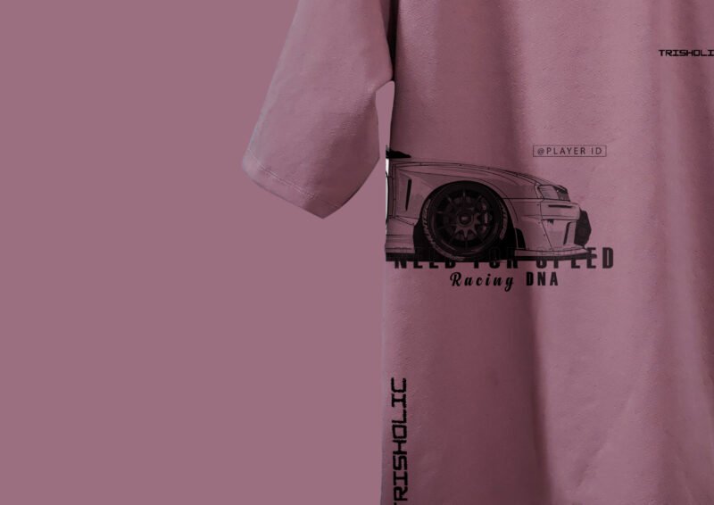 Trisholic Fast Lane Fever cotton candy oversized t-shirt for Need for Speed racing gamers.