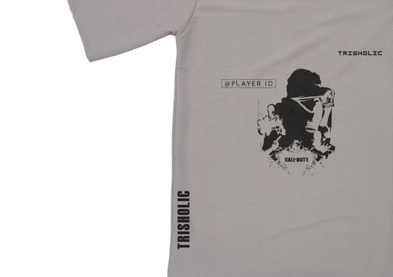 "Grey oversized t-shirt with exclusive Call of Duty design by Trisholic"