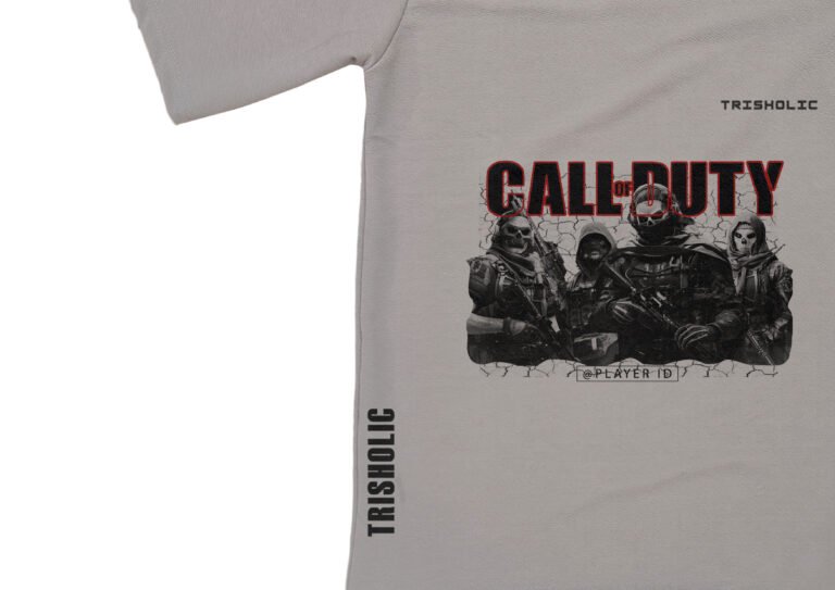"Grey oversized t-shirt with exclusive Call of Duty design by Trisholic"