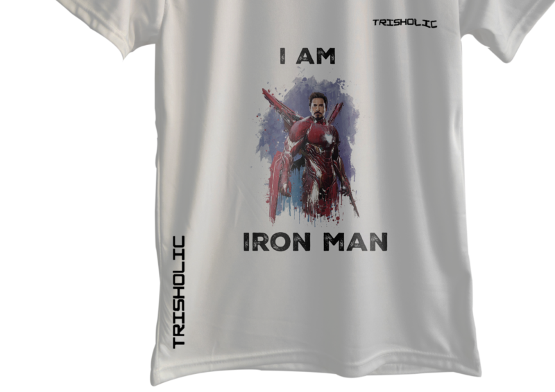 "White oversized round neck t-shirt featuring subtle Avengers logo at chest"