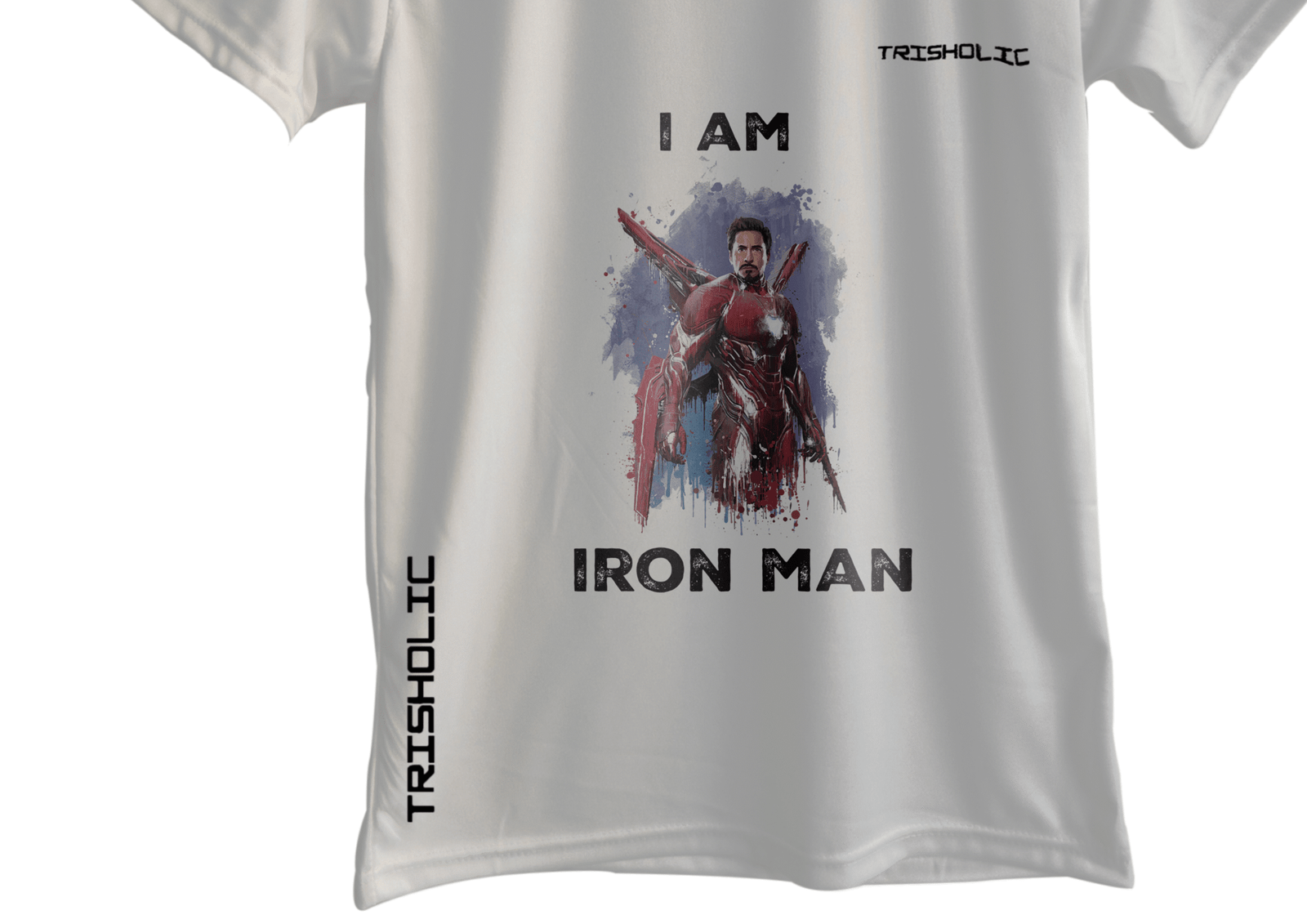 "White oversized round neck t-shirt featuring subtle Avengers logo at chest"