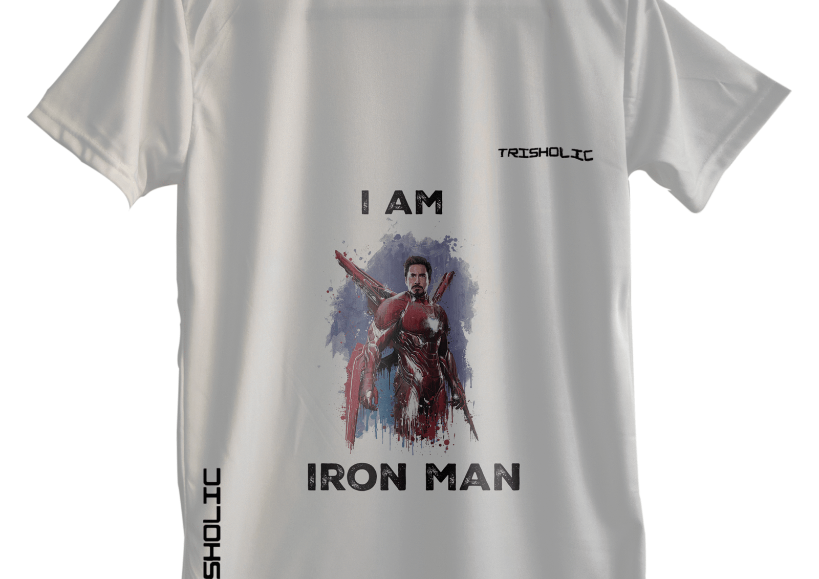 "Back view of white round neck t-shirt with Captain America shield print"