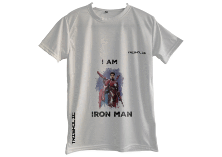 "Model wearing white Avengers oversized t-shirt featuring Thor's hammer design"