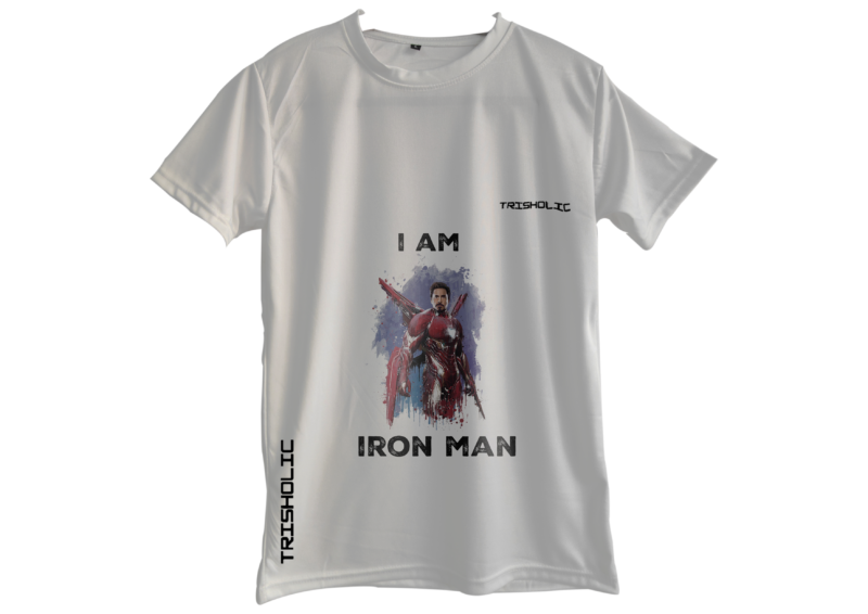 "Model wearing white Avengers oversized t-shirt featuring Thor's hammer design"