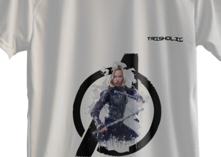 "White oversized round neck t-shirt featuring subtle Avengers logo at chest"