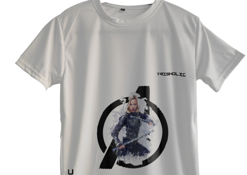 "Group of friends in white Avengers oversized t-shirts standing outdoors laughing"
