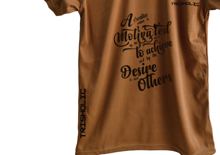 Trisholic t-shirt with the word “Be Relentless” in bold, uppercase type centered across the chest.