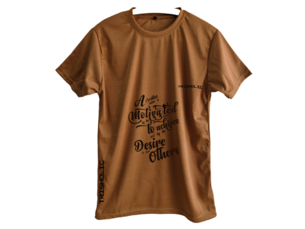 Minimalist white Trisholic shirt with the quote “Discipline Over Motivation” in sharp black type.