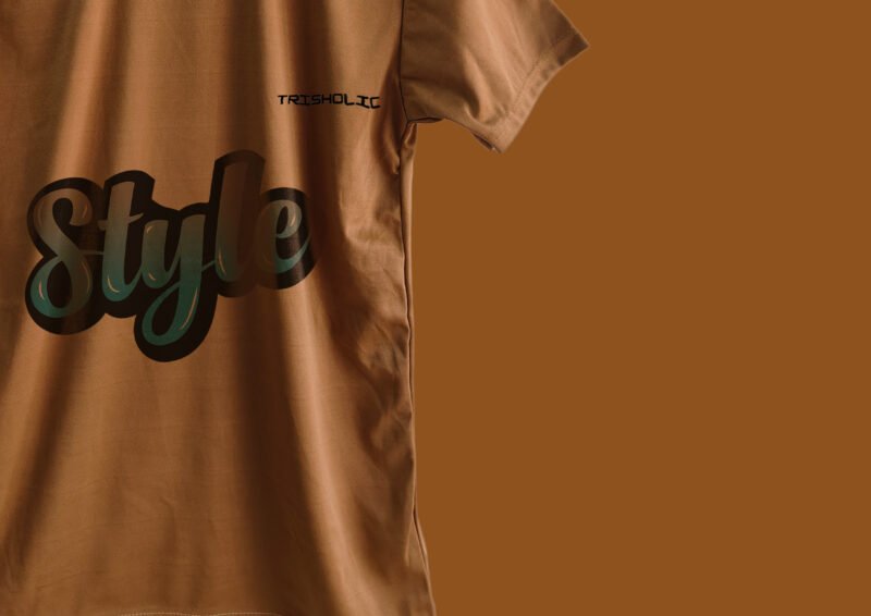 Model wearing Trisholic peach printed t-shirt styled with jeans