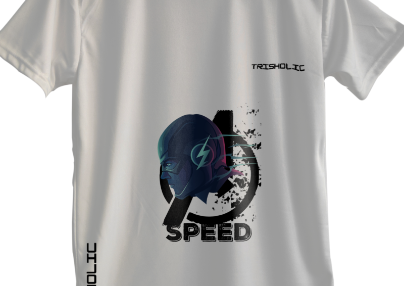 "White oversized round neck t-shirt with bold Iron Man graphic design"