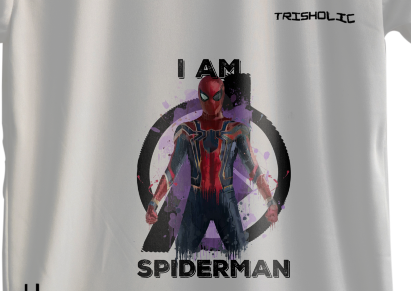 "White oversized round neck t-shirt featuring subtle Avengers logo at chest"
