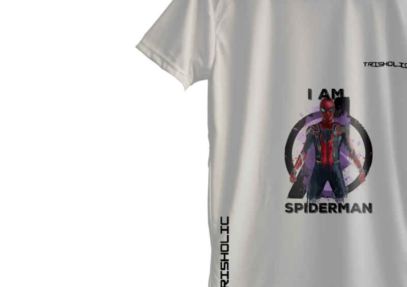 "Back view of white round neck t-shirt with Captain America shield print"