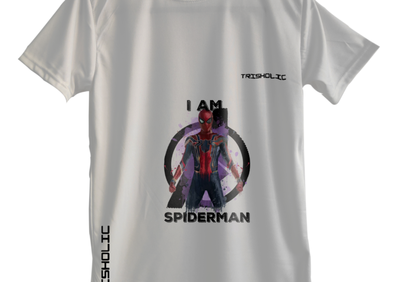 "Model wearing white Avengers oversized t-shirt featuring Thor's hammer design"