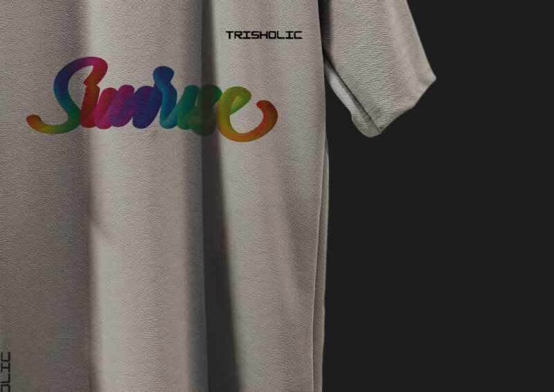 "Back design of t-shirt featuring Sunrise text"
