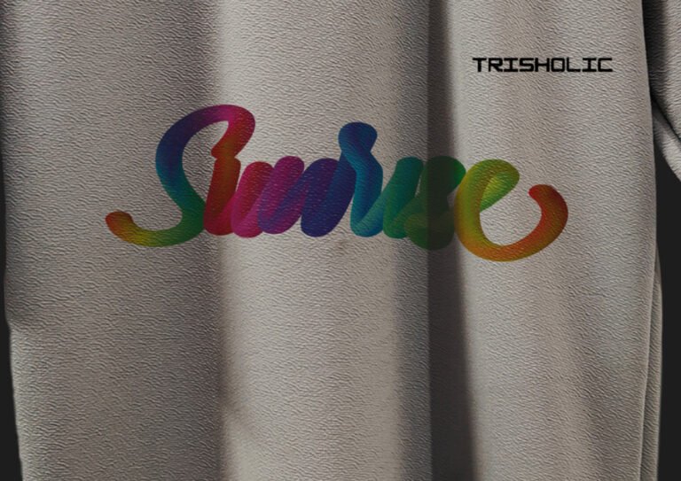 "Minimalist Sunrise text design on trendy t-shirt"