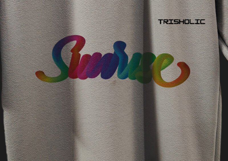 "Minimalist Sunrise text design on trendy t-shirt"