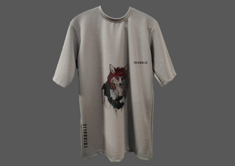 Trisholic T-shirt with a fierce lady pirate holding a sword and compass.